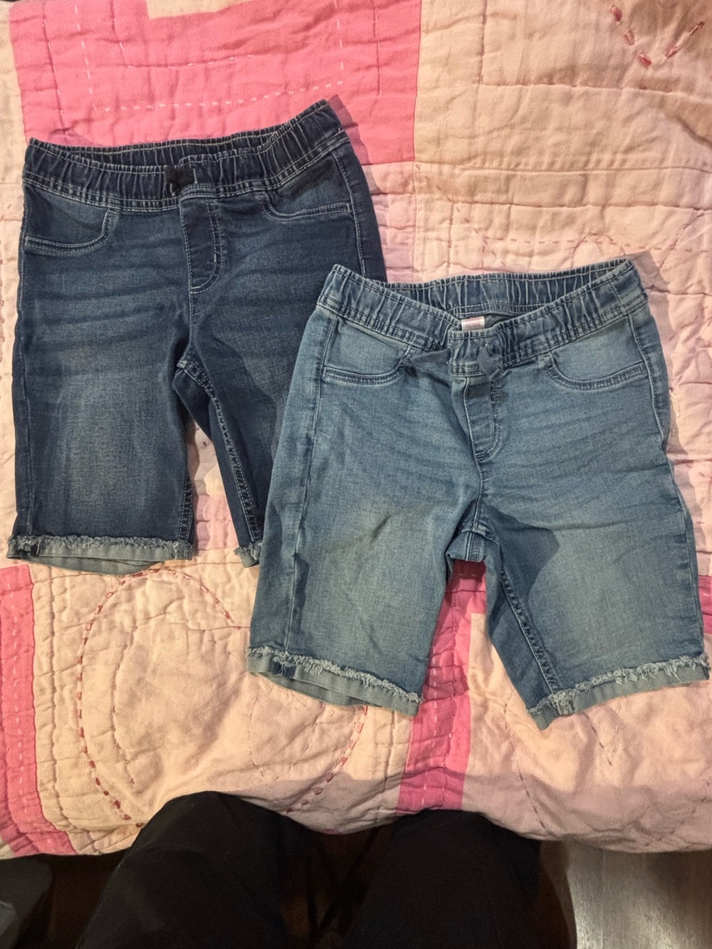Justice Girls Denim Bermuda Shorts in Light Blue and Dark Blue